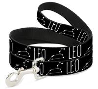 Dog Leash Zodiac LEO/Constellation Black/White NARROW 0.5"