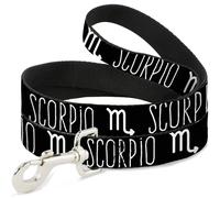 Dog Leash Zodiac SCORPIO/Symbol Black/White WIDE 1.5"