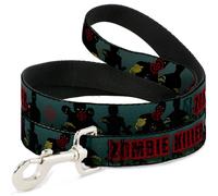 Dog Leash ZOMBIE KILLER Zombie March Green/Red/Black NARROW 0.5"