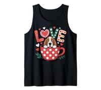 Dog Love Coffee Cute Puppy Hearts Cozy Art Canotta