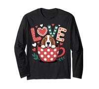 Dog Love Coffee Cute Puppy Hearts Cozy Art Maglia a Manica