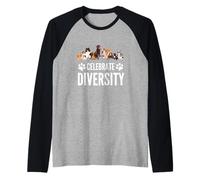 Dog Lover celebra la diversità nei Cani Slogan Divertente per Cani Maglia con Maniche Raglan