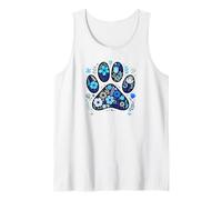 Dog Lover Dog Paw Print Floral Dog Mom Blue Flower Dog Theme Canotta