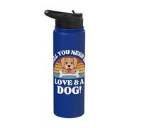 Dog Lover Present Tutto ciò di cui hai bisogno è amore e un cane carino Stainless Steel Insulated Water Bottle