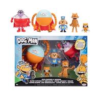Dog Man Multipack Action Figure Supa Buddies & Baddies 6,35 cm, ufficiale Jakks Pacific, include Cat Kid, Petey, Lightning Dude e Commander Cupcake, personaggi articolati per collezionisti e bambini