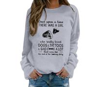 Dog Mom Felpa per le donne Just A Girl Who Dogs Pullover Casual Manica Lunga Morbido Confortevole Girocollo Top Stampa Felpe Felpa con cappuccio per le donne Uk, Grigio chiaro, XL