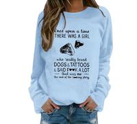 Dog Mom Felpa per le donne Just A Girl Who Dogs Pullover Casual Manica Lunga Morbido Confortevole Girocollo Top Stampa Felpe Felpa con cappuccio per le donne Uk, Azzurro, L