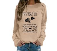 Dog Mom Felpa per le donne Just A Girl Who Dogs Pullover Casual Manica Lunga Morbido Confortevole Girocollo Top Stampa Felpe Felpa con cappuccio per le donne Uk, cachi, XL