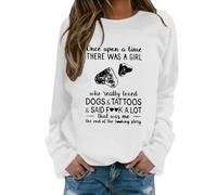 Dog Mom Felpa per le donne Just A Girl Who Dogs Pullover Casual Manica Lunga Morbido Confortevole Girocollo Top Stampa Felpe Felpa con cappuccio per le donne Uk, bianco, L