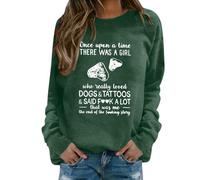 Dog Mom Felpa per le donne Just A Girl Who Dogs Pullover Casual Manica Lunga Morbido Confortevole Girocollo Top Stampa Felpe Felpa con cappuccio per le donne Uk, Verde scuro, M
