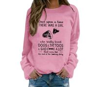 Dog Mom Felpa per le donne Just A Girl Who Dogs Pullover Casual Manica Lunga Morbido Confortevole Girocollo Top Stampa Felpe Felpa con cappuccio per le donne Uk, rosa, L