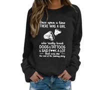 Dog Mom Felpa per le donne Just A Girl Who Dogs Pullover Casual Manica Lunga Morbido Confortevole Girocollo Top Stampa Felpe Felpa con cappuccio per le donne Uk, Nero , L