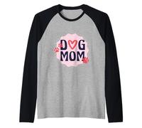 Dog Mom Heart And Paw Prints Graphic Maglia con Maniche Raglan