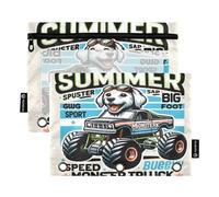 Dog Monster - Astuccio per matite con 3 anelli con cerniera trasparente, per riporre articoli di cancelleria per scuola e ufficio, confezione da 2, Multicolore, Taglia unica, Beauty Case