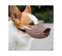 Dog Muzzle, Soft Duck Silicone Mouth Cover with Adjustable Strap for Small Medium Dogs, Best to Prevent Barking, Biting, and Chewing(Coffee,M)