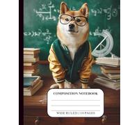 Dog Notebook for Kids Ages 8-12 Wide Ruled Composition Journal for Boys Teens School Supplies Handwriting Middle High Homeschool Creative Writing ... Theme Cover Smart Shiba Inu Math Chalkboard