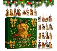 Dog Ornament Advents Toy, 2D piatto acrilico Puppy Pendant Advents, Compact Holiday Decorations, 24 Days Seasonal Dog Countdown Calendar for Family, Friends and Gift, 9,84 x 9,84 Inches