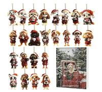 Dog Ornament Christmas Advent Countdown Calendar | 24 Days Drinking Coffee Ornaments 2D Acrylic Animal Charm For Vacation Tree Window Wall Door Car Decor Kids Adults