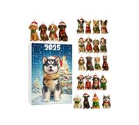 Dog Ornaments Christmas Calendar - 24 Day Countdown With 2D Acrylic Puppy Pendants, Cute Dog Lover’s Christmas Tree Ornaments | For Holiday Party, Window, Door, Office, School, Dorm, Home Decor