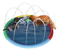 Dog Paddling Pool, Water Spray Pad and Puppy Cooling Splash Mat, 66.93 inches Foldable Pet Water Toy for Bathing, Play in the Backyard, Beach, Lake, Outdoor Yard, Home Park Use