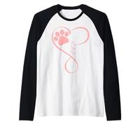 Dog Paw Pink Heartbeat Love Dogs for Pet Dog Mom Girls Women Maglia con Maniche Raglan