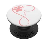 Dog Paw Pink Heartbeat Love Dogs for Pet Dog Mom Girls Women PopSockets PopGrip Adesivo
