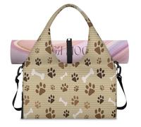 Dog Paws Bones - Borsone sportivo marrone per donne e uomini, borsa da notte per il fine settimana con scomparto per scarpe borsa a tracolla per yoga palestra viaggi, Colore, L, Organizer per borse