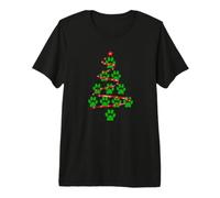 Dog Paws Print Christmas Tree for Dog Lovers Maglietta Premium