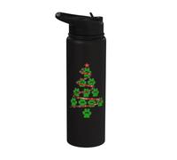 Dog Paws Print Christmas Tree for Dog Lovers Stainless Steel Insulated Water Bottle