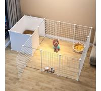 Dog Pen Indoor - Gabbia per Gatti Recinto per Conigli, Metallo Pet Box Gatti Esercizio Penna Gabbia Gabbia Cane Pieghevole per Porcellini D'india, Coniglio, Gerbillo, Cuccio, White, 165 * 111 * 47cm