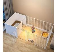 Dog Pen Indoor - Gabbia per Gatti Recinto per Conigli, Metallo Pet Box Gatti Esercizio Penna Gabbia Gabbia Cane Pieghevole per Porcellini D'india, Coniglio, Gerbillo, Cuccio, White, 165 * 75 * 47cm