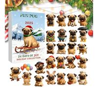 Dog Pendant Countdown Calendar - 2D Acrylic Holiday Display, 24 Days Pug Ornament Collection, Festive Winter Hanging Decoration for Adults Teens Pet Lovers, Christmas Decor, 10.24x7.09x1.18 Inches