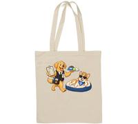 Dog Personal Assistant Serve Relaxed Boss Borsa Tote Cotone Naturale Bianco