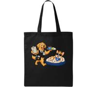Dog Personal Assistant Serve Relaxed Boss Borsa Tote in Cotone Naturale Nero