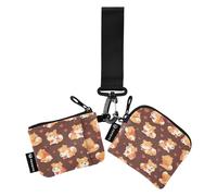 Dog Pixel Art San Valentino Khaki Portafoglio da donna Casi per carte di credito Carino moda portafoglio da polso portachiavi con tasca portamonete con cerniera per viaggi di lavoro 2 confezioni
