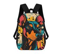 Dog Portrait in Retro Style Bold Doberman in Dynamic Pop Art Style Zaino Scolastico Per Bambini Stampato in 3D, Zaini Da Viaggio Ad Alta Capacità, Borse Per Libri, Zaini Scolastici Per Bambini 17inch