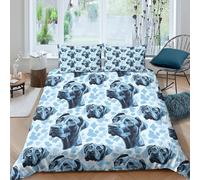 dog portraitsSet Di Copripiumino ultra microfibra 3 pezzi motivo 3D con cerniera blue artistic style copripiumino con federa traspirante ultra morbido e traspirante for bambini Super king（260x220cm）