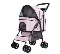 Dog Pram Lightweight Pet Cat Stroller Folding Pet Stroller for Small Medium Dogs & Cats, Pet Travel Carrier Cart Premium Dog Strollers Carriage Pushchair With Cup Holder(Pink)
