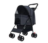 Dog Pram Lightweight Pet Cat Stroller Folding Pet Stroller for Small Medium Dogs & Cats, Pet Travel Carrier Cart Premium Dog Strollers Carriage Pushchair With Cup Holder(Nero)