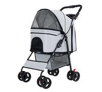 Dog Pram Lightweight Pet Cat Stroller Folding Pet Stroller for Small Medium Dogs & Cats, Pet Travel Carrier Cart Premium Dog Strollers Carriage Pushchair With Cup Holder(Gray a)