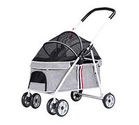Dog Pram Pet Gear No-zip Jogging Pet Strollers for Cats/dogs, Zipperless Entry, dog Strollers for Small Medium Dogs within 20kg, Dog Prams Pushchairs with Adjustable Awning(Gray a)
