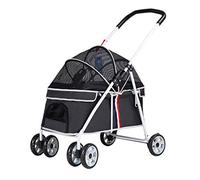 Dog Pram Pet Gear No-zip Jogging Pet Strollers for Cats/dogs, Zipperless Entry, dog Strollers for Small Medium Dogs within 20kg, Dog Prams Pushchairs with Adjustable Awning(Nero)
