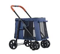 Dog Pram Pet Stroller for Large Dogs, Luxury Dog Strollers Premium Pet Pushchair 4 Wheel Pet Gear Pet Stroller for Cat, Dog and More, Foldable Carrier Strolling Cart(Blue)