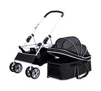 Dog Pram Premium Dog Strollers for Medium Dogs, Lightweight Pet Stroller Dog Cart Cat Stroller Pet Carrier Foldable 4 Wheel Dog Prams Pushchairs with Detachable Carrier(Nero)
