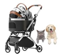 Dog Pram Pushchair Foldable Pet Strollers With Rain Cover, Dog Stroller For Medium Small Dogs, Separable Pet Cat Dog Stroller Trolley Travel Carrier With Cup Holder(Cow)
