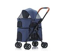 Dog Pram Stroller Buggy Premium Pet Strollers for Dogs Cats Double Layer Pet Gear Dog Pram Pet Stroller Pushchair Travel Cart Carrier for Twin or Multiple, Inseparable, Easy to Fold(Blue)