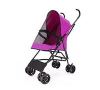 Dog Pram Stroller for Small Dogs, Pet Strollers for Small Dogs, Umbrella Structure Lightweight Pet Stroller for Cats Puppy & Kitten Carrier Breathable Installation-free Design(Rose Red)