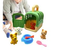 Dog Pretend Toys For Kids (8pcs Pet Care Set) - Toy Dog Cage With 4