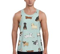 Dog Print - Gilet da allenamento da uomo, ad asciugatura rapida, traspirante, per spiaggia, sport, abbigliamento casual quotidiano, Nero , L