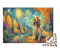 Dog Ritratto Puzzles 1000 Pezzos Materiale Riciclato Starry Night Adulto Puzzles Developing Bambini‘s Intelligence Gioco Genitore-Bambino Attività 38x26cm/1000pcs